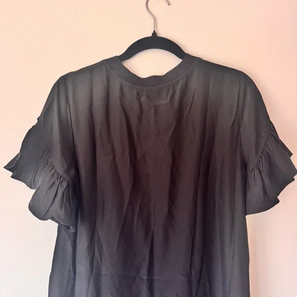 Cinq à Sept Leilah Silk Mini Dress Black Ruffle Flounce Dropped Waist Sz S NWT - Picture 6 of 16